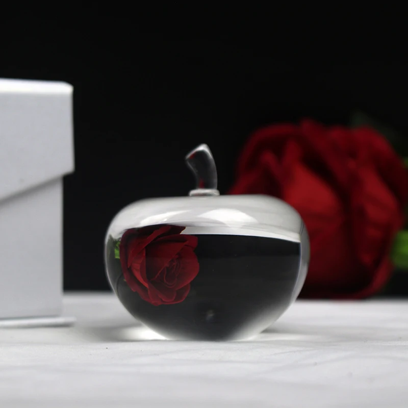 Apple Shape Crystal 3D Laser Paper Weight Souvenirs