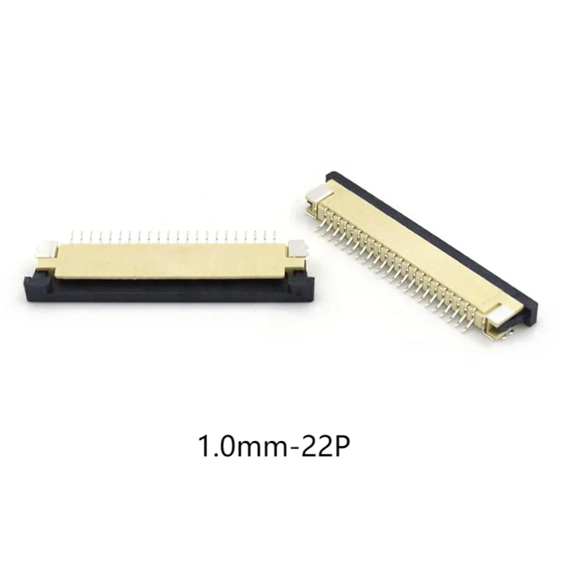 22pins smd fpc ffc connector right angle 1.0mm Horizontal SMT Type ZIF Bottom Down Contact FPC connector