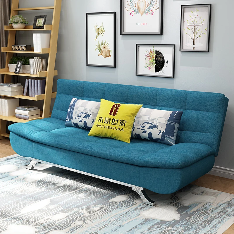 
Save Space Cum Bed Fabric Folding Chair Sleeper Living Room Metal Frame Sofa Bed 