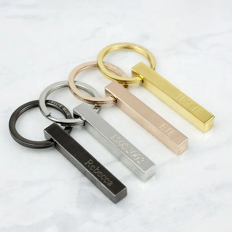 
Custom engraved personalized key chain stainless steel 3D bar keychain 