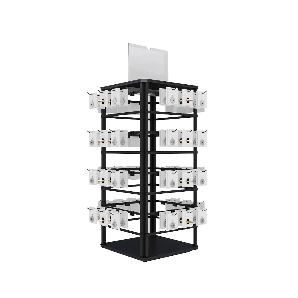 Factory sale earing store fixtures iron floor custom revolving 360 rotating jewelry display stands for show