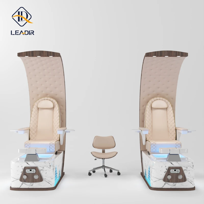 Modern Luxury European Throne Professional High Back Foot Spa Massage Whirlpool Pipeless Jet Pedicure Chairs for Nail Salon