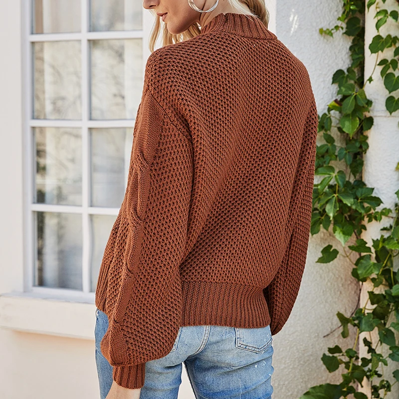 Wholesales Autumn Winter Good Quality Korean Chunky Warm Cable Knit Loose Pullover Sweaters Women Tops From Factory