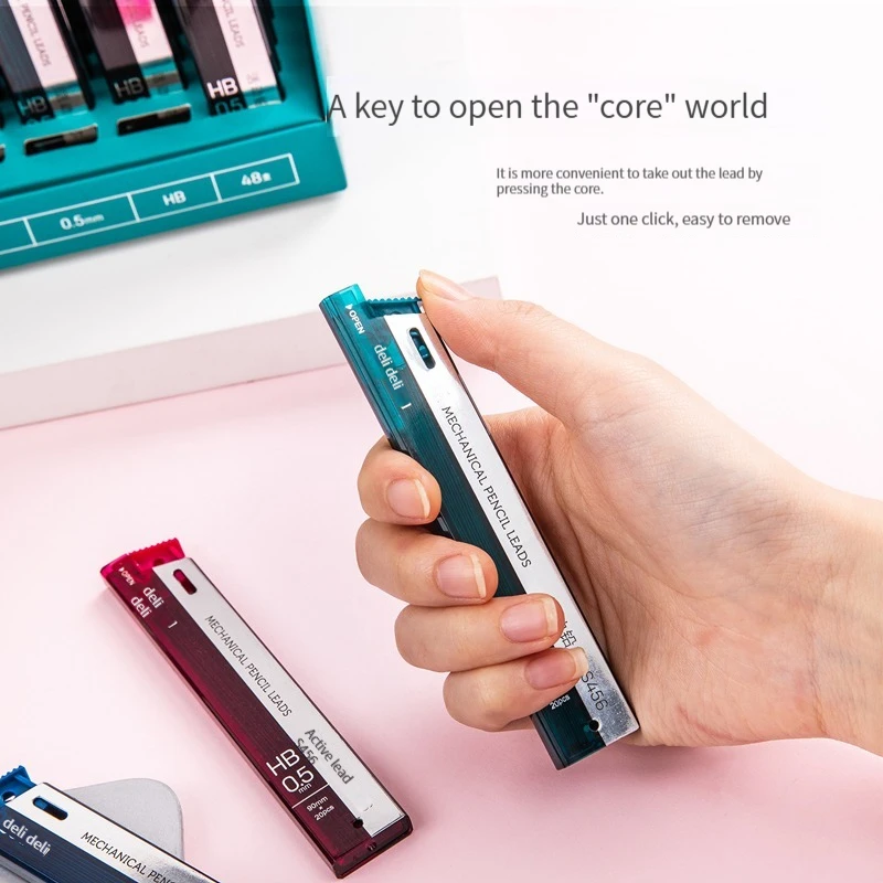 Deli 7003 Lead Core HB/2B Automatic Pencil 0.5/0.7mm Student Stationery Pencil Refill Free Cutting