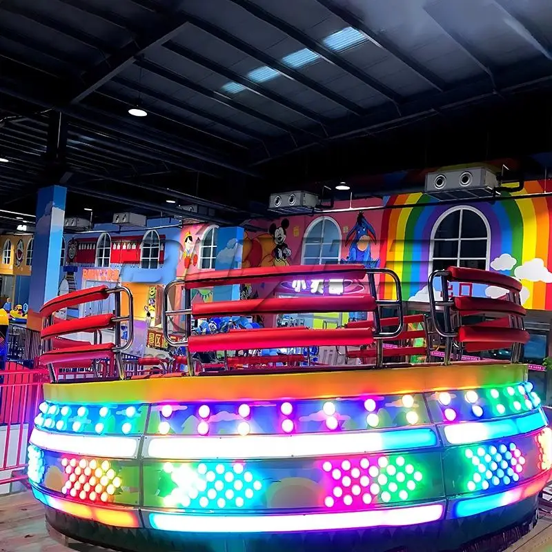 China Hot Sale Exciting Thrill Rides Fairground Amusement Park Game Machine Portable Crazy Turntable Disco Tagada With  Trailer