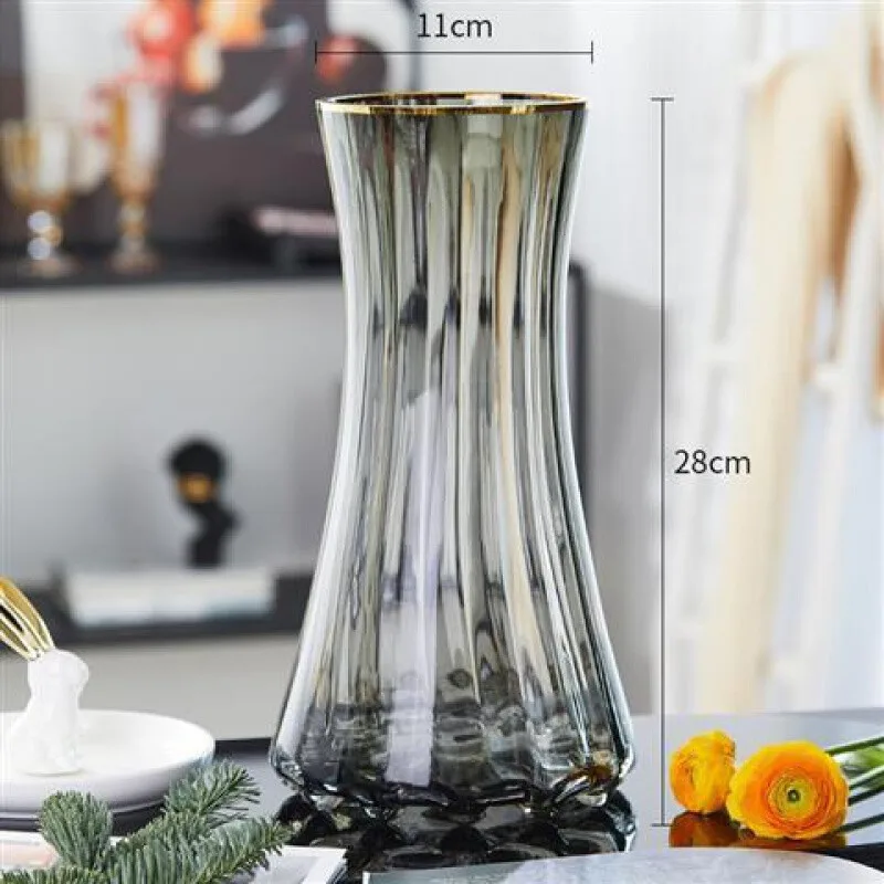 Modern home decor glass water bottle grey transparent flower vase for Home Decor Wedding or Gift