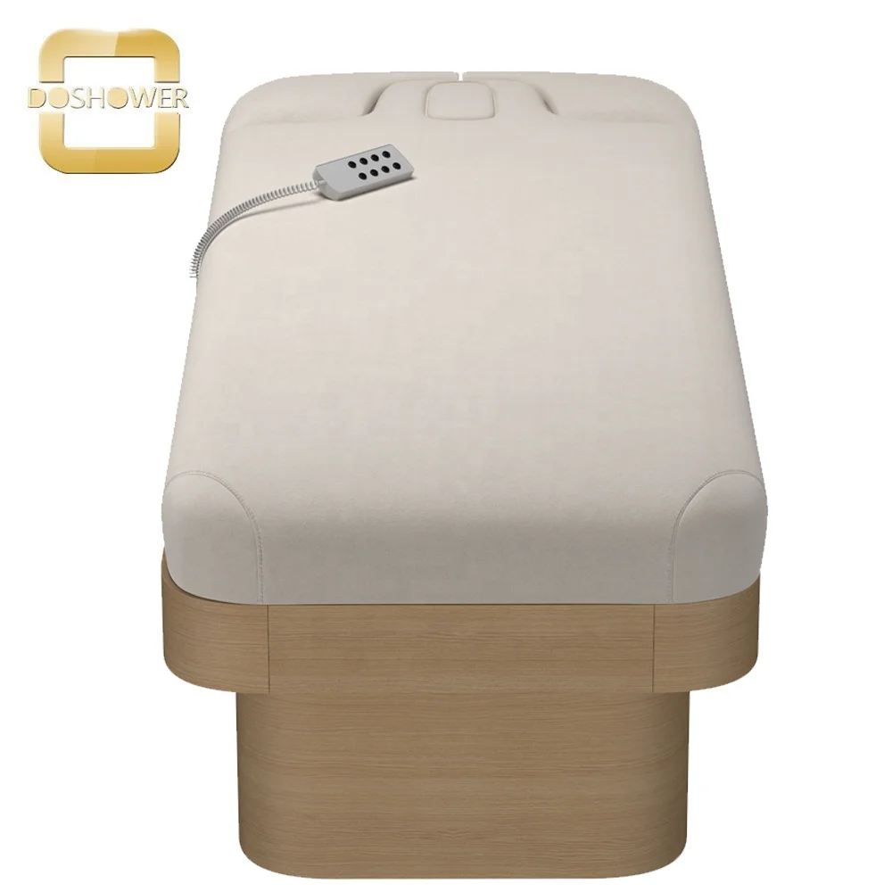 electric massage bed wooden base with headrest adjustable facial bed for spa bed massage table supplier