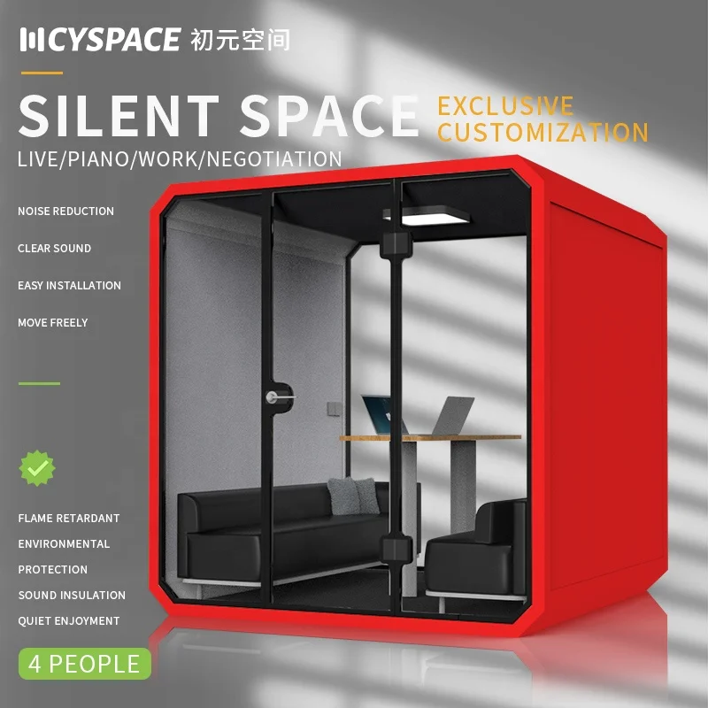 Fire Retardant B1 Ventilation System Commercial Office Booth Meeting Pod With Tv Desk Mobile  Office Pod Sofa Design