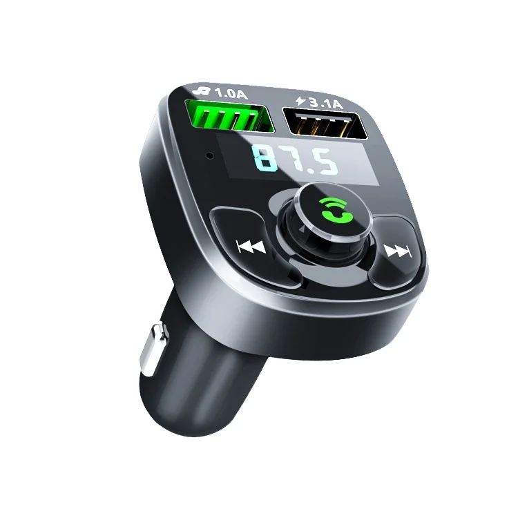 2021 Car X8 Fm Modulator Transmitter Handfree Kit Dual Usb C Interface Wireless Qc3.0 Car Fast Charger Car MP3 Player Usb,bt 5.0