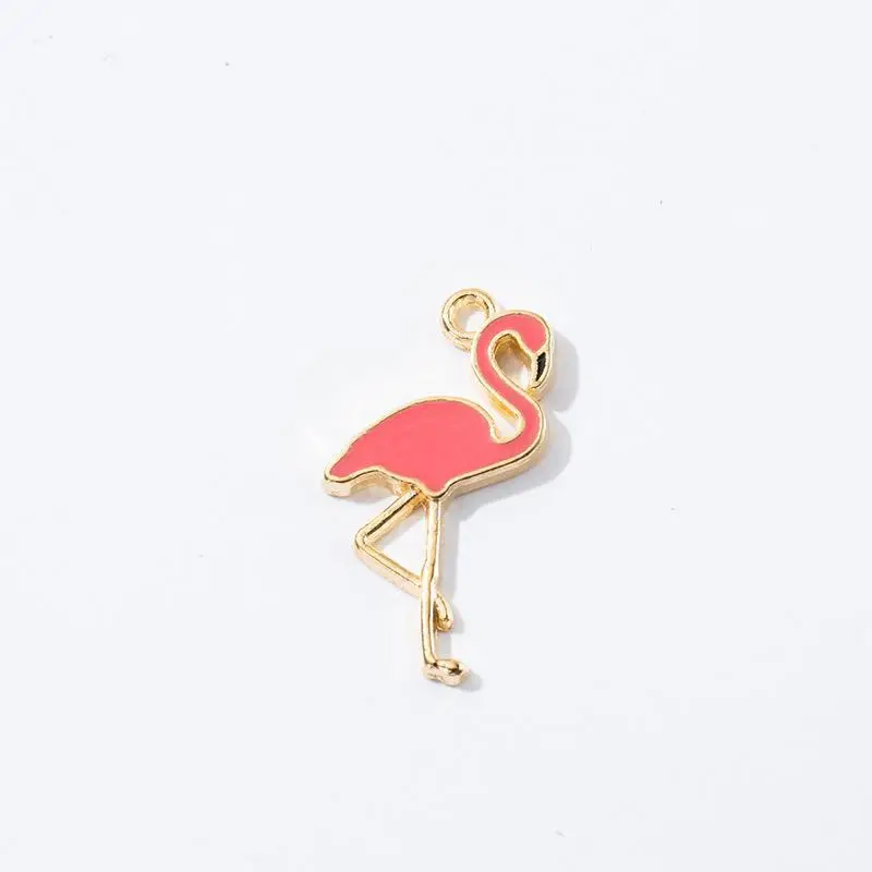 enamel flamingo diy earrings necklace jewelry clothes bag shoe metal parts accessories charm pendant for jewelry making