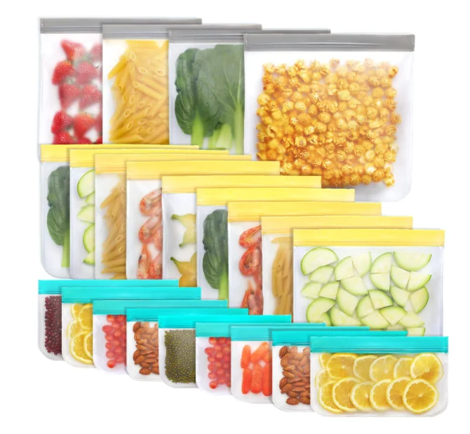 12 pack BPA FREE Eco friendly EXTRA THICK Leak Proof Reusable Food Bag  2 Gallon 5 Sandwich 5 snack Lunch Bags Storage Bags