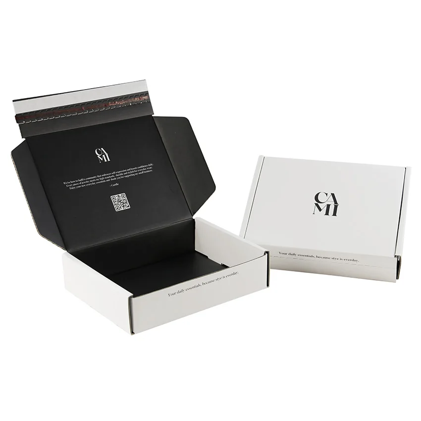 Custom Print Corrugated Paper Box Recycled Cardboard Zipper Tear Strip Mailer Packaging Shipping Self Sealing Boxes