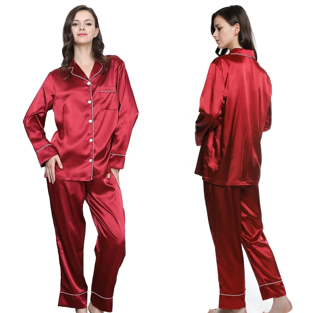 High quality and 135 colors satin silk pyjamas and women pajamas