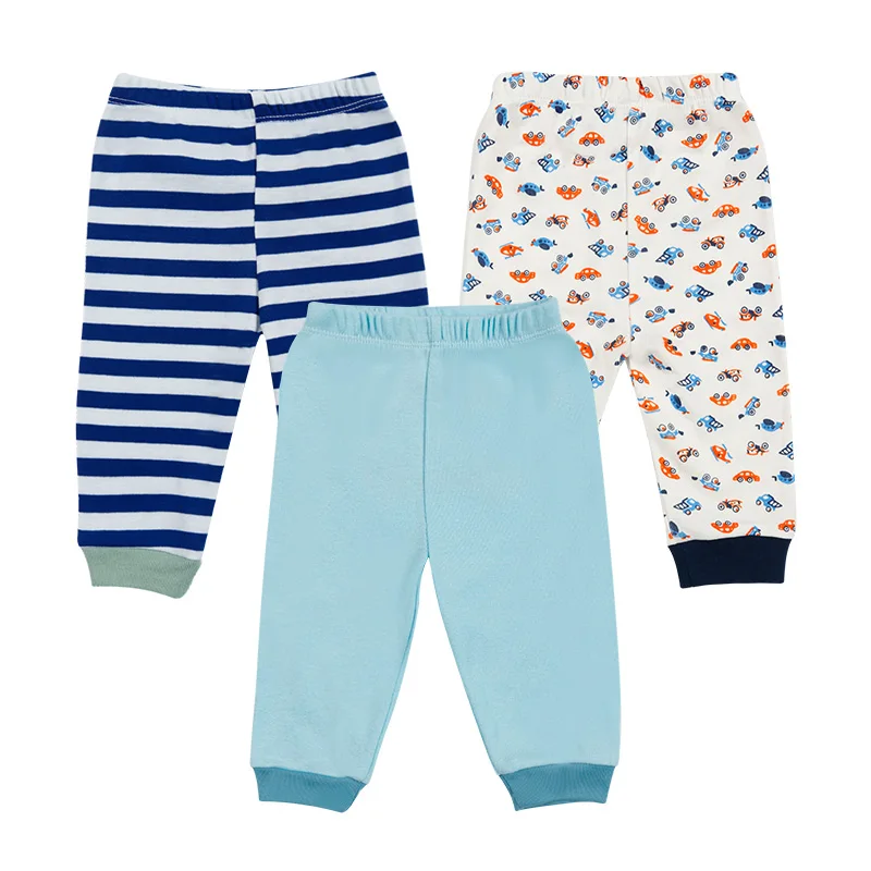 Newborn baby Fancy Printed Baby Pants boy clothes 3 Pieces Packing Random Design Colorful Cute Pattern Cotton Baby Long Pants