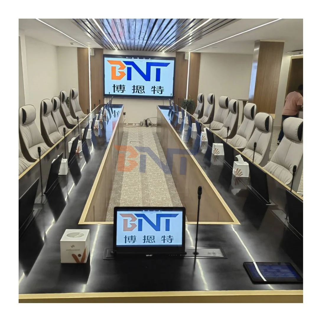 23.8 IPS Screen Lift Full Aluminum MIC Retractable Monitor for Video & Audio Conference Presentations for Meetings & Voting
