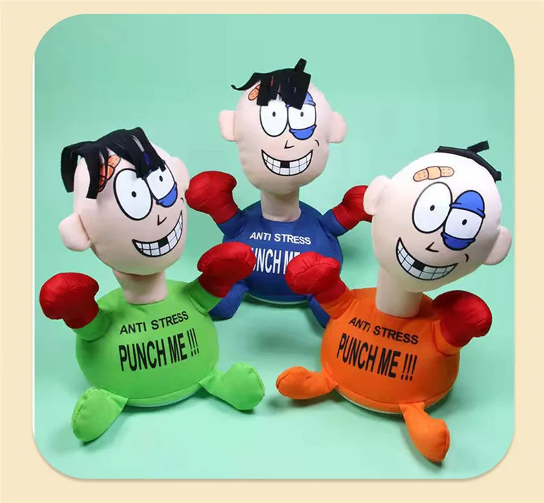Punch Me Plush Toys The Beaten Villain Toy Cartoon Screams Electric Plush Toy Venting Doll Children Kids Boys Girls Funny Gifts