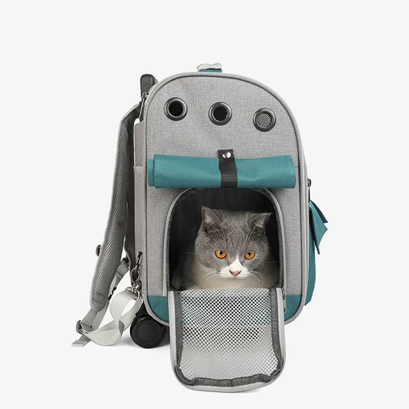 Wholesale Luxury Pet Carrier Backpack Airline Approved fMade of Oxford Mesh Material Portable for Travel Pet Carrier on Wheels