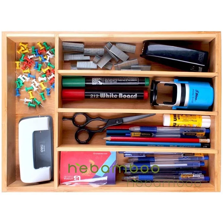 
Premium Kitchen Silverware Storage 5 Compartments Bamboo Hardware Organizer 