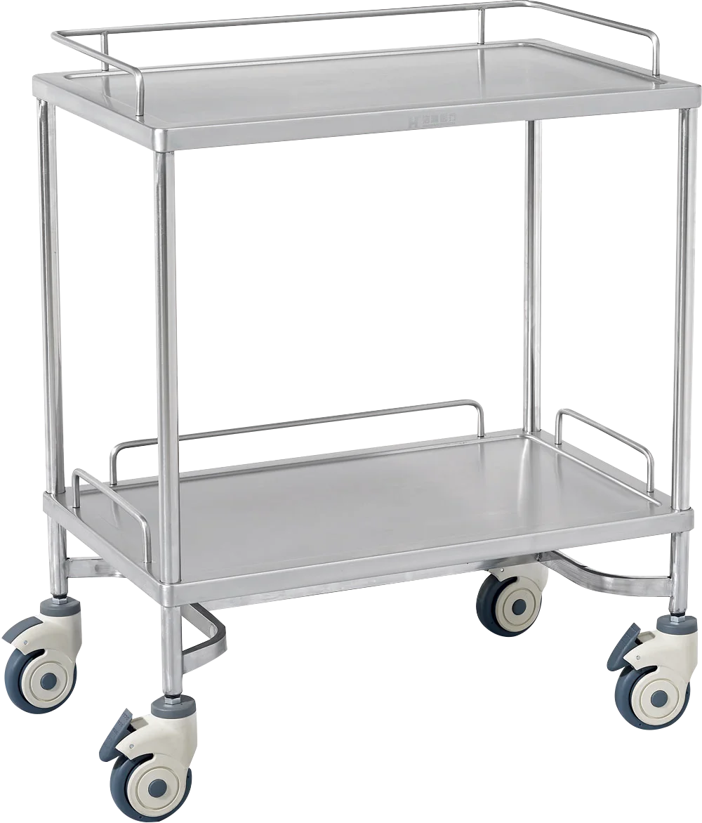 HaoHan 2025 new 122 Double Tier Stainless Steel Medical Emergency Trolley Hot Selling Hospital Instrument Cart at Price for sale