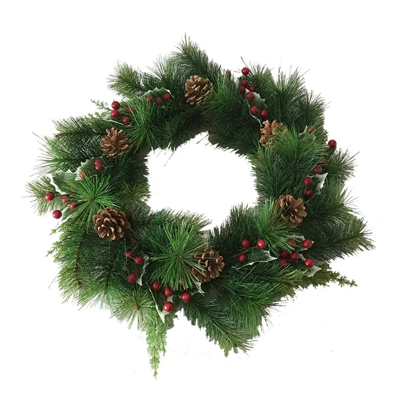 20 'Red and Gold Christmas Wreath for Plastic Mercury Ornaments Pine Cones Faux Berries Premium Pine Branches Cedar Ring