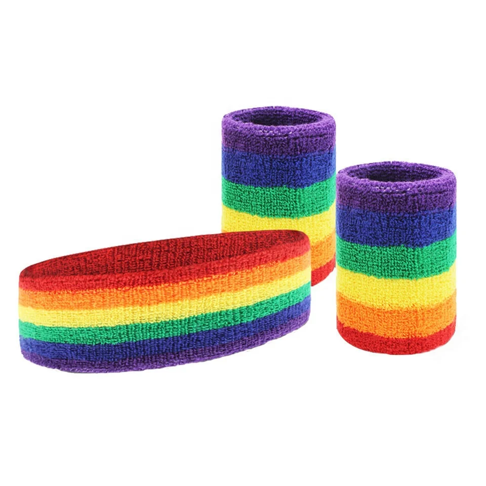 Rainbow Sports Sweat Headband And Cheap Elastic Terry Sweatband
