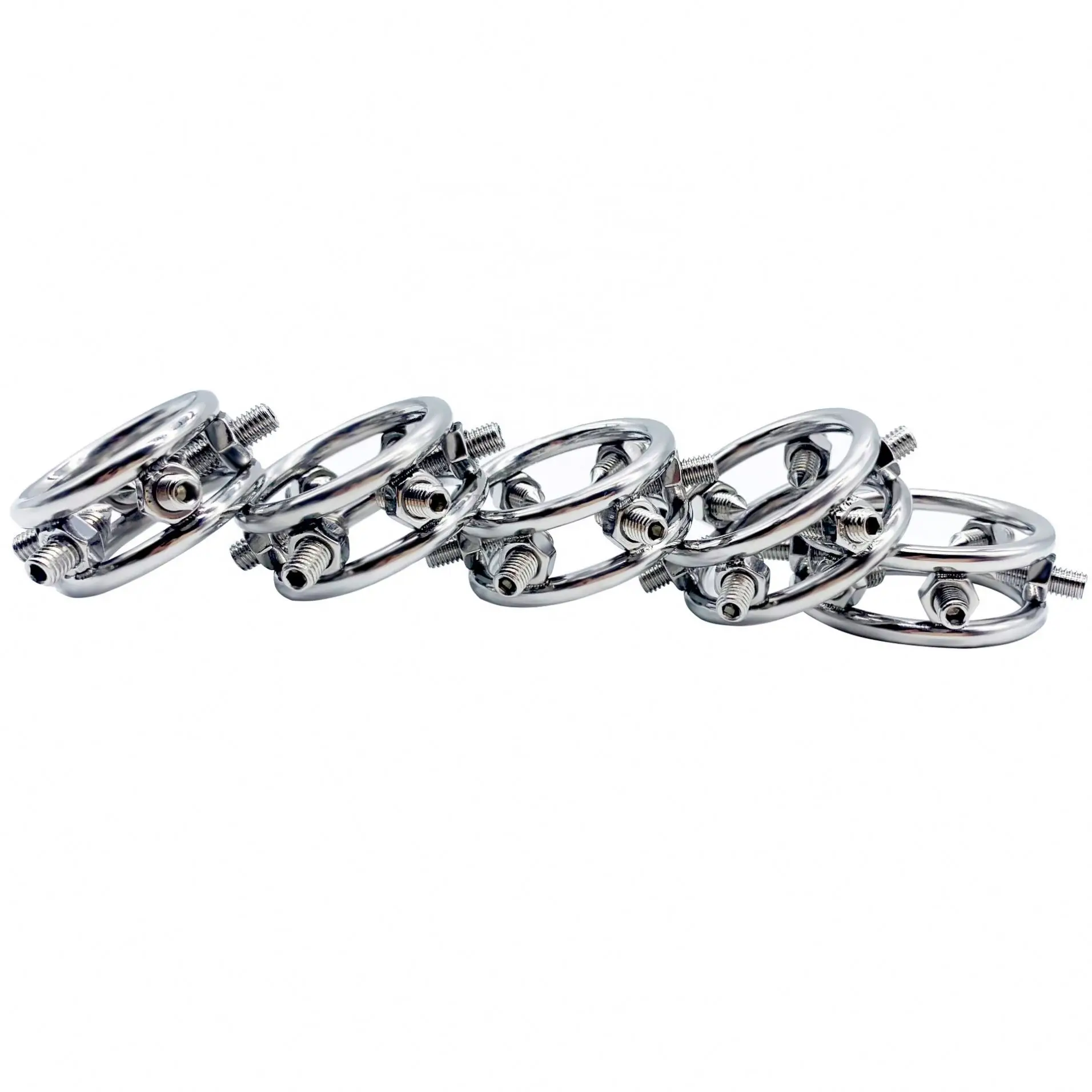 Stainless Steel Erection Dual Ball Stainless Ring Male Sex Ring Stop Premature Ejaculation Cock Ring For Men