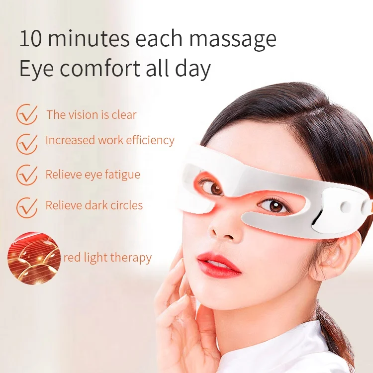 3D Anti-Wrinkle Heating Red Light Therapy Vibration Relief Eye Bag Wrinkle Removal Electric Massager LED Eye Beauty Mask