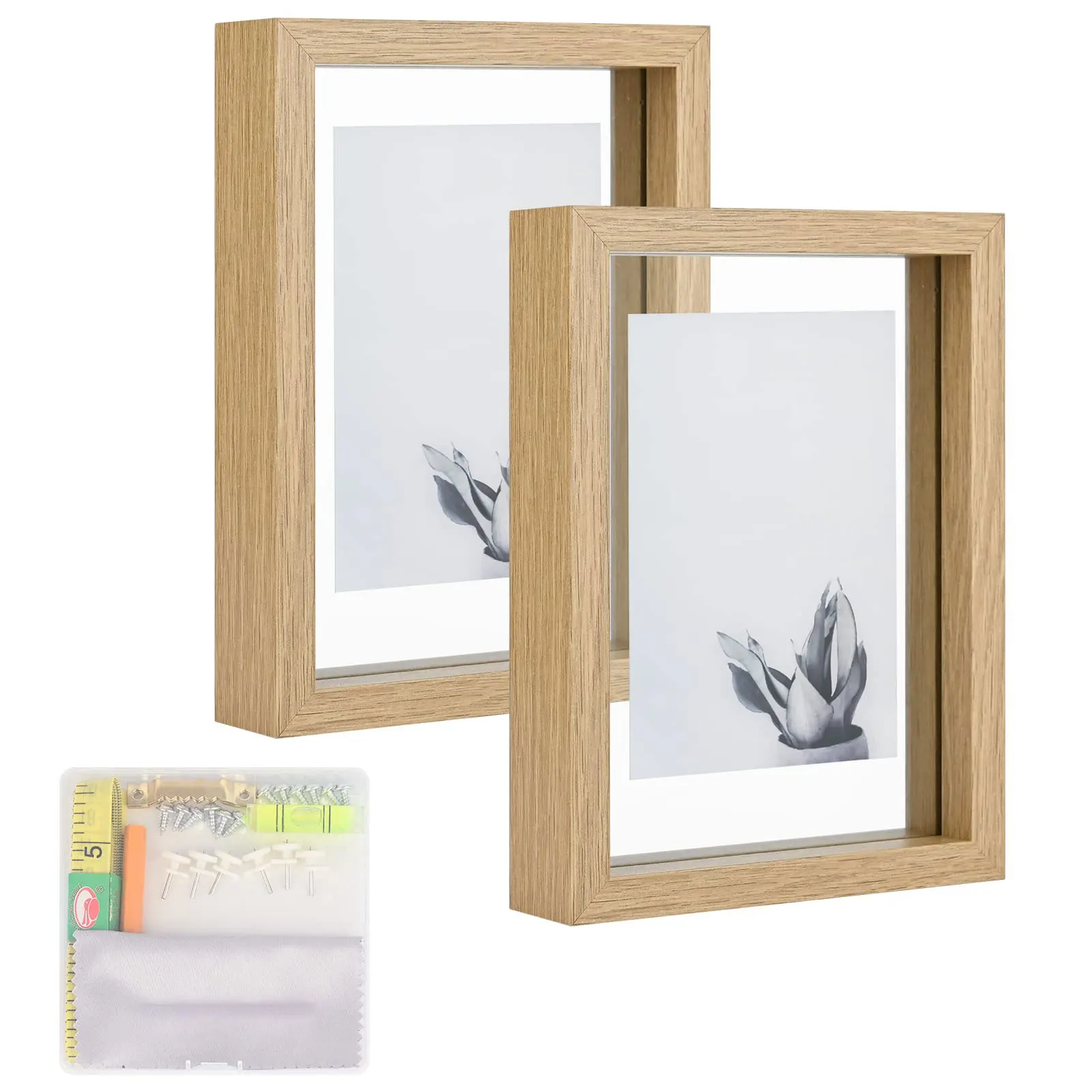 Wall Mount Or Tabletop Standing 10x10 11x14 Double Sided Glass Photo Frame With Hanging Hardware Included