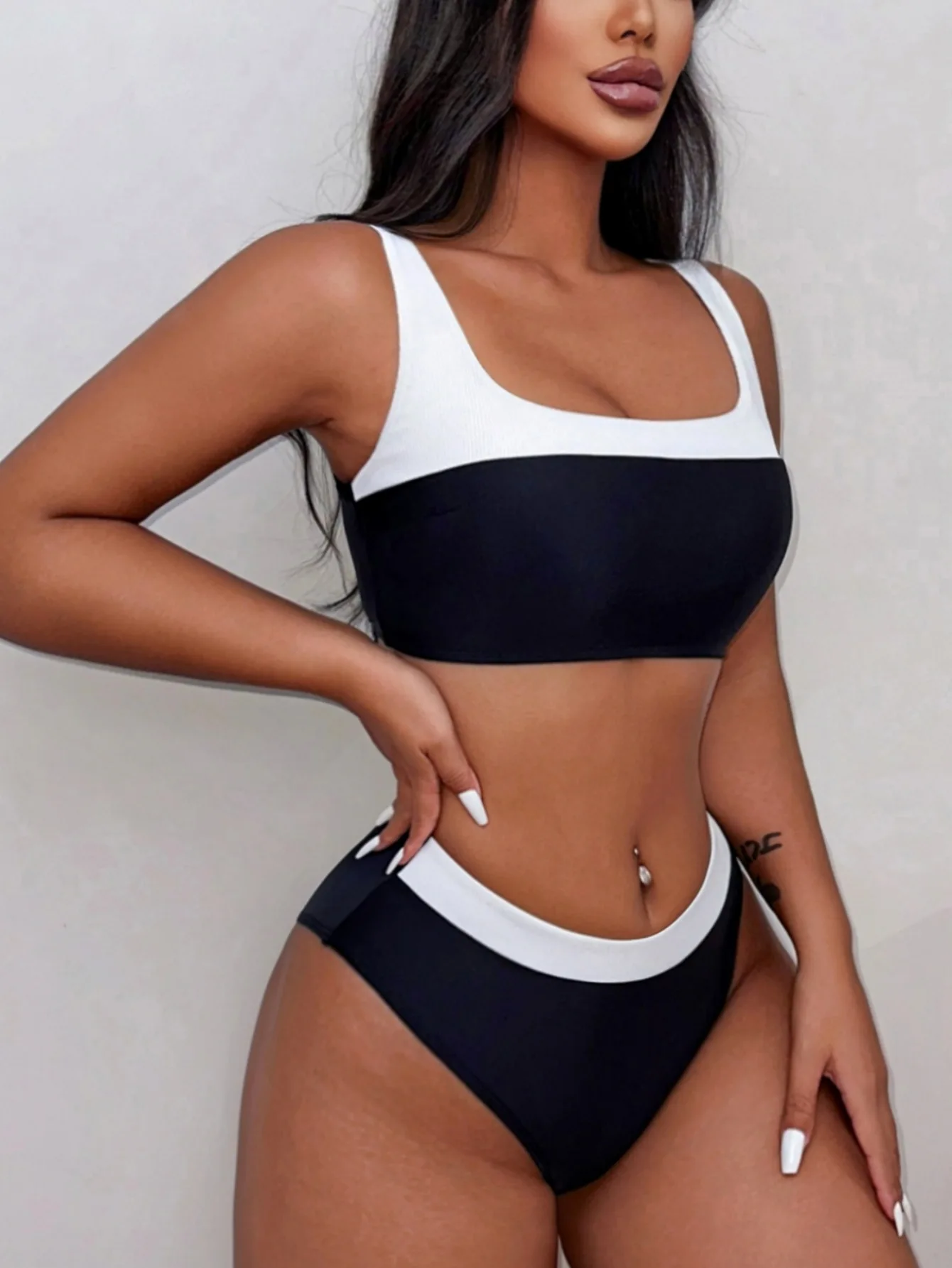 High Waist Ribbed Swimsuit Women Push Up Brazilian Bikini Set Summer Beach Bathing Swim Wear
