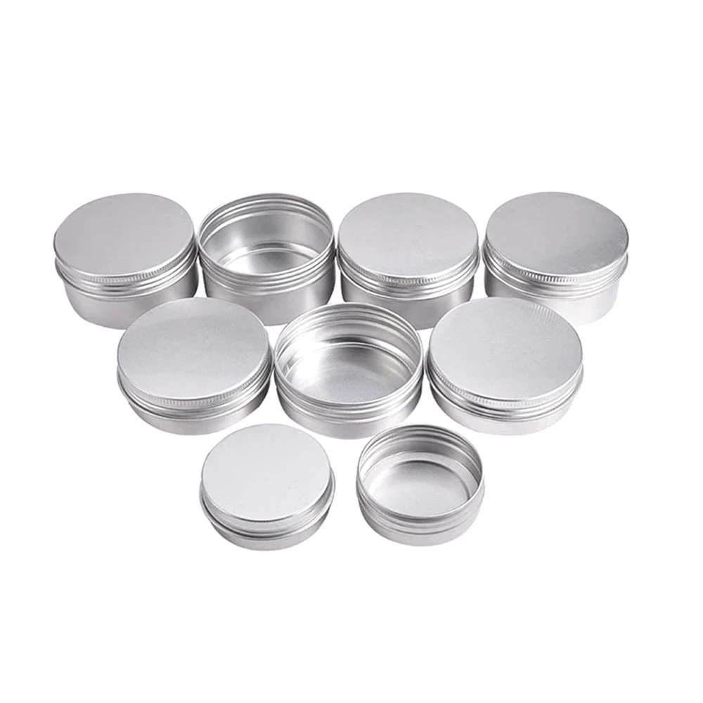 Empty 15g 20g 30g 50g 60g 100g round metal tin boxes cosmetic cream aluminum jar