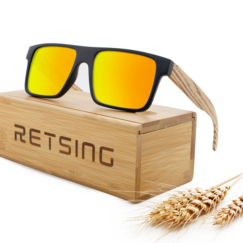 Cheap plastic large frame mens polarized sunglasses bamboo custom logo handmade wooden sunglasses