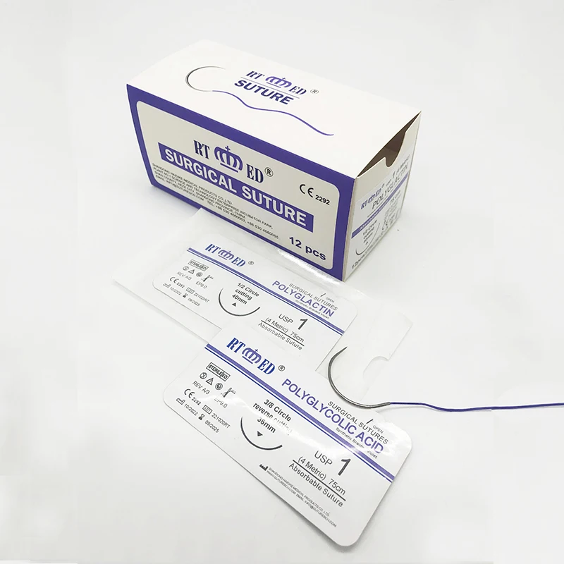 Absorbable Medical suture Strictly Sterile PGLA  Usp2~8/0 surgical suture with needle