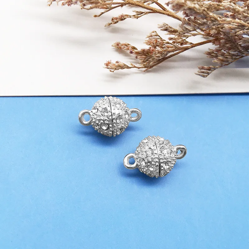 Queena Rhinestone Crystal Round Ball Mix Style Hook Jewelry Connector Closure Magnetic Clasps For Bracelet