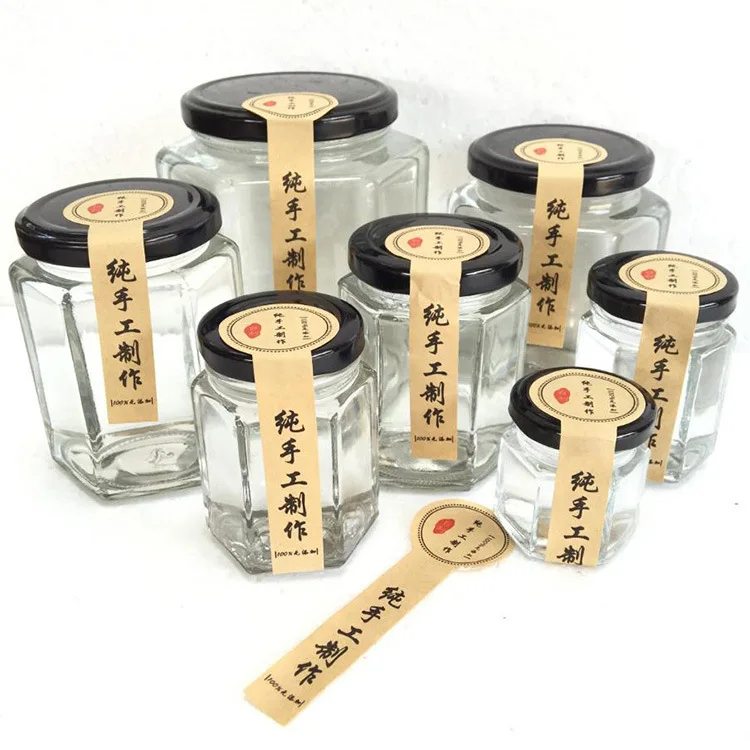 Glass food jar with lid Square glass jar Honey jar 50ml 80ml 100ml 150ml 200ml 280ml 500ml 730ml Food packaging Storage tank
