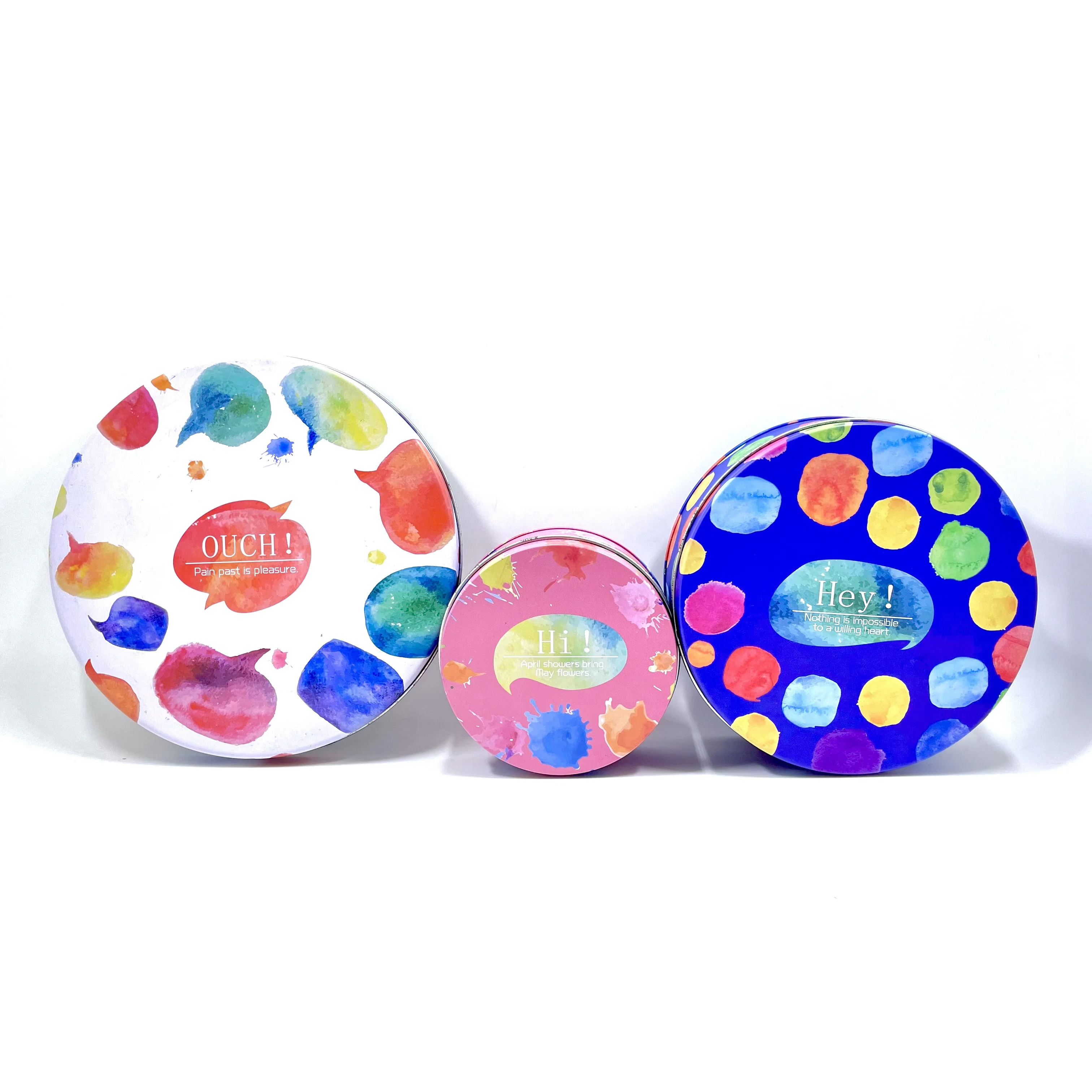 Food grade High Cylindrical Shape Tinplate Box round metal tin box cake biscuit tin can container