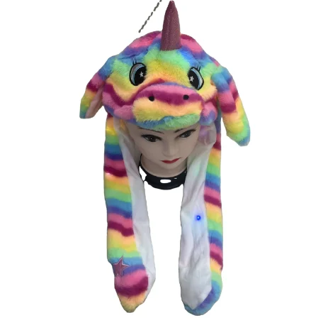 Popular Plush Led light Glowing Moving Ear Horse Hat Moving Ears White Kawaii Horse Hat Funny Animal Air Pumping Caps