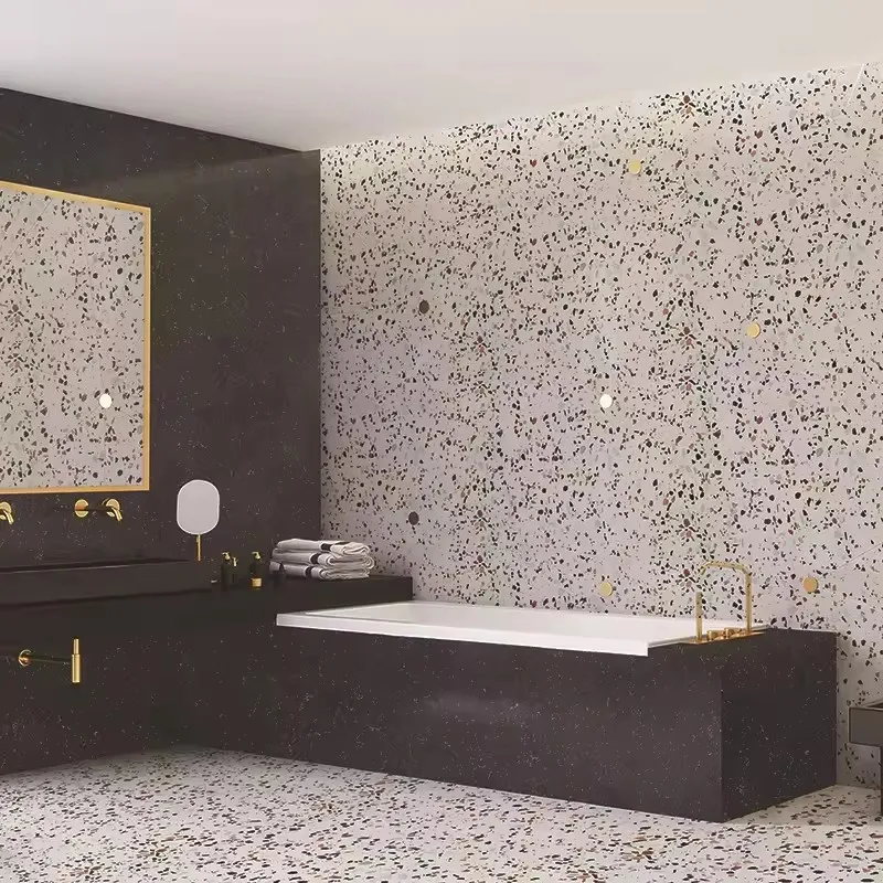 Factory Wholesale Terrazzo Wall Terrazzo Floors Kitchen Countertop Quartz Stone for Bathroom and Kitchen