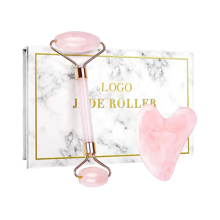 100% Natural Pink Jade Roller Gua Sha Tools Facial Guasha Rodillo De Jade Stone Jade Massage Roller For Body