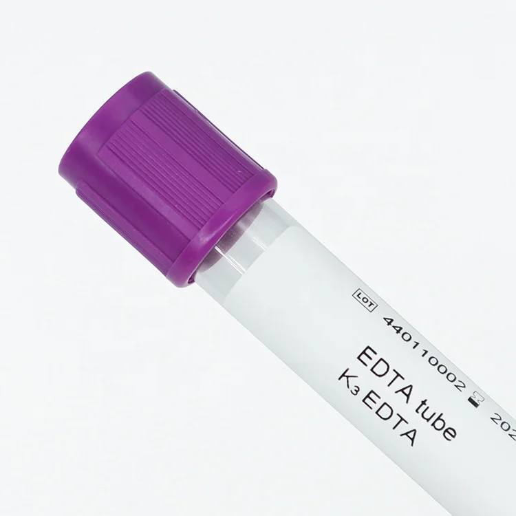 Best selling blood collection tubes 1.3m/2ml edta k2 edta tube k3 with purple color