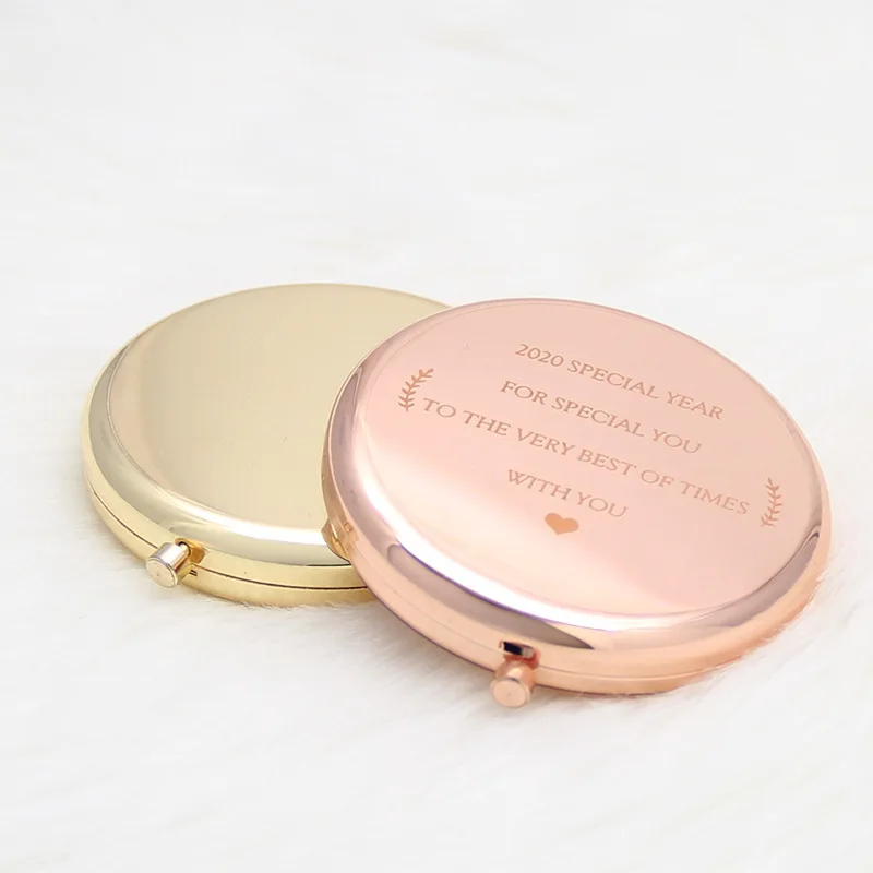 6.5CM 7CM Customized Metal Round Double Sides Small Sublimation Pocket Makeup Compact Mirror Blank Custom Logo Luxury