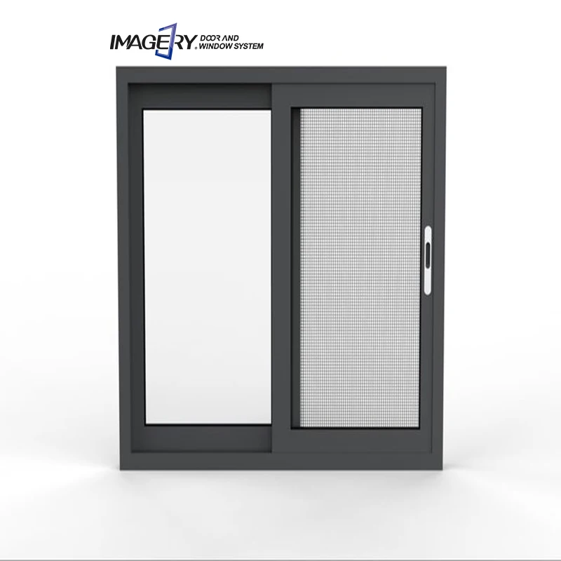 Manufacturers double glazed burglar proof soundproof design aluminum sliding black windows for house