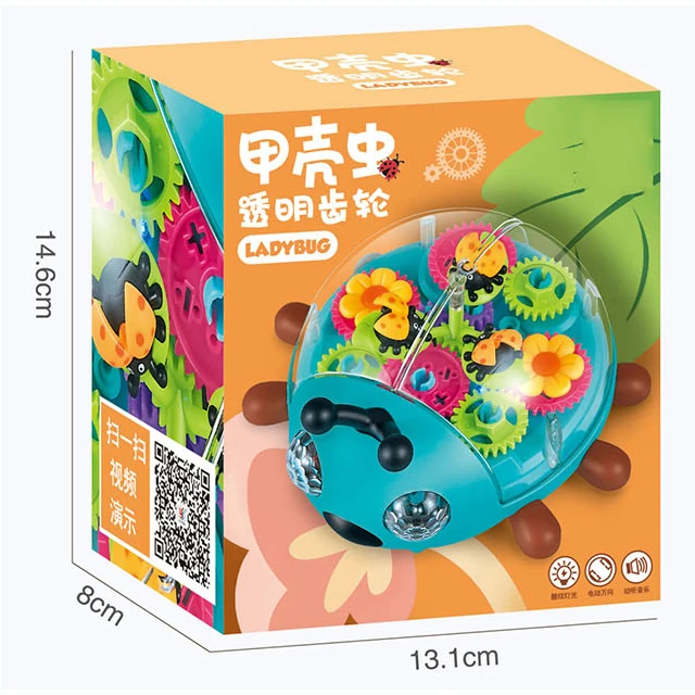 Novelty Juguete B/O 360 Degree Rotating Concept Car Toy Flashing Light Music Electric Transparent Gear Fish Toy