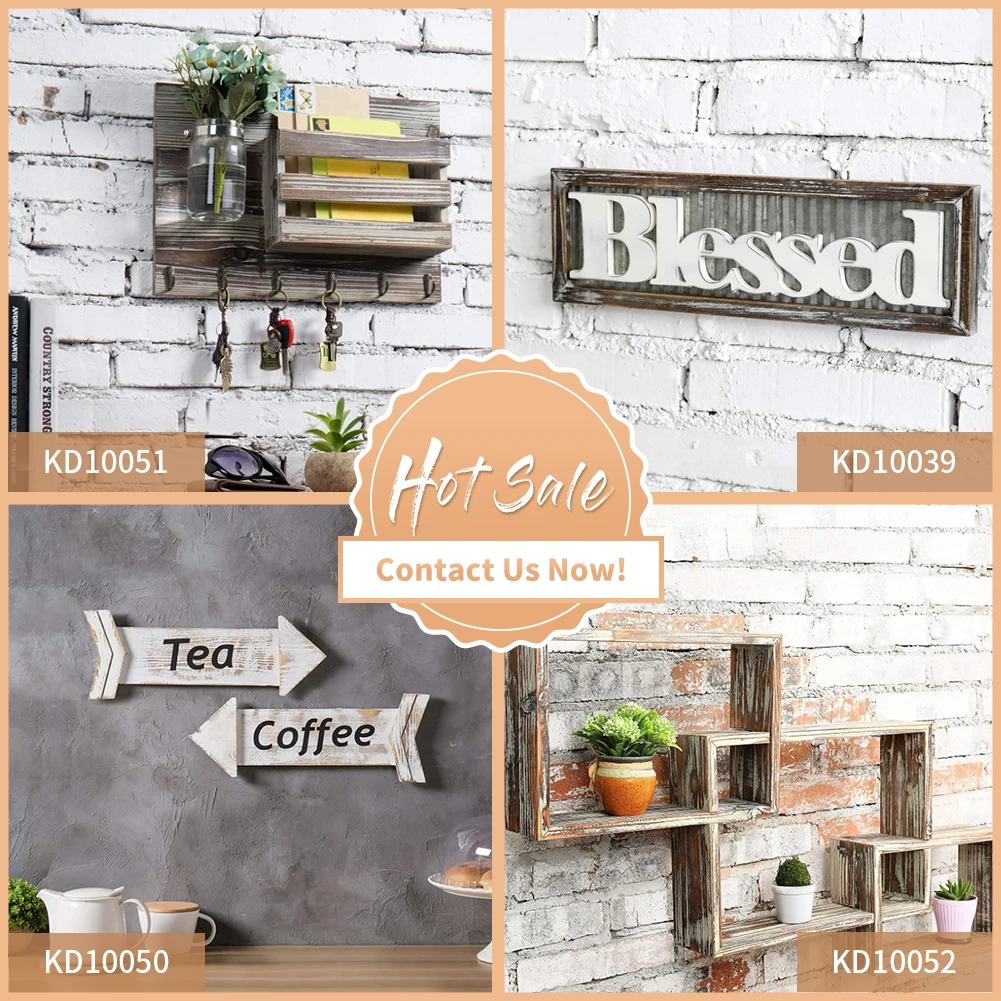 OKSQW Rustic Wooden Box  Wood Block Signs Gifts Wood Block with Classic Cross For Home Decor