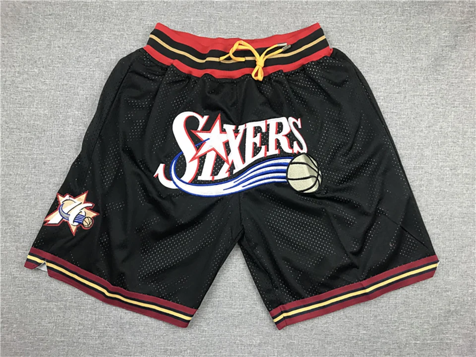 Heat  Bulls basketball shorts wholesale pocket zipper embroidered mesh basketball shorts
