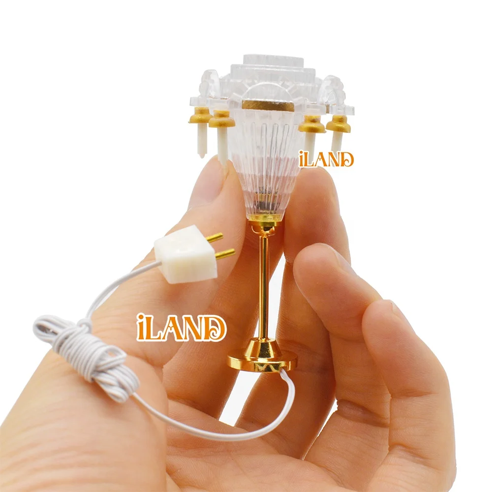 ILAND Dollhouse Plug-In Model 1:12 Five Candle Chandelier For Dollhouse Study, Living Room, Bedroom.
