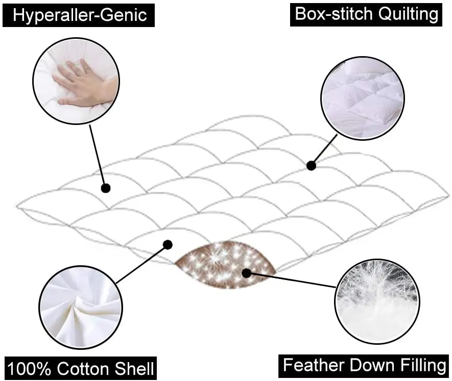 Custom Hotel High Quality White Cotton Quilt Anti Allergenic Winter Warm Duvet Natural 50% Goose Down Feather Bedding Duvet