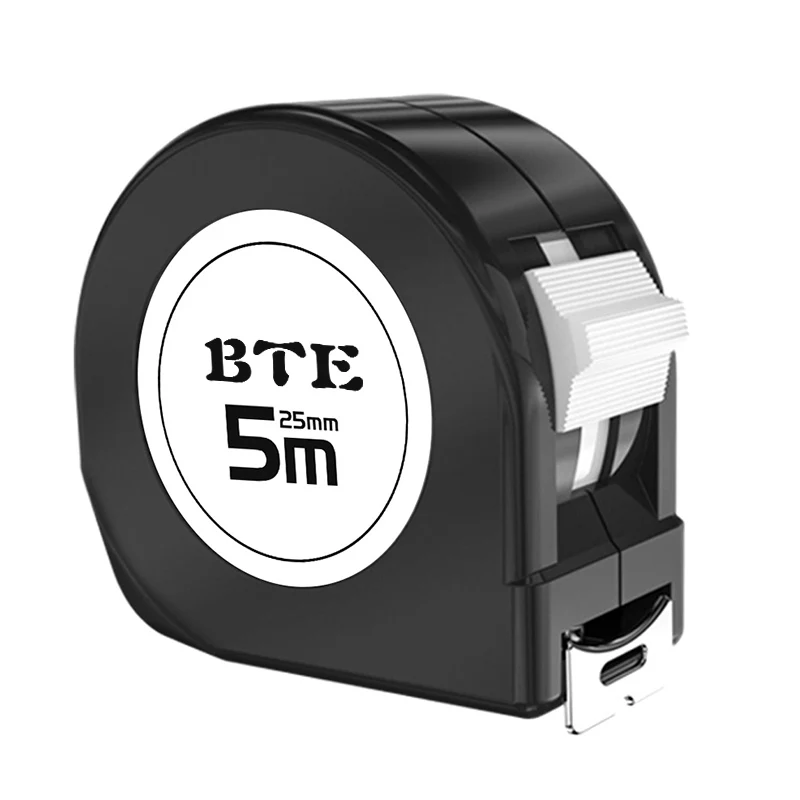 Оптовая продажа с фабрики BTE, профессиональная и прочная измерительная лента с резиновым покрытием и логотипом на заказ, 3 м, 5 м, 7,5 м, 8 м