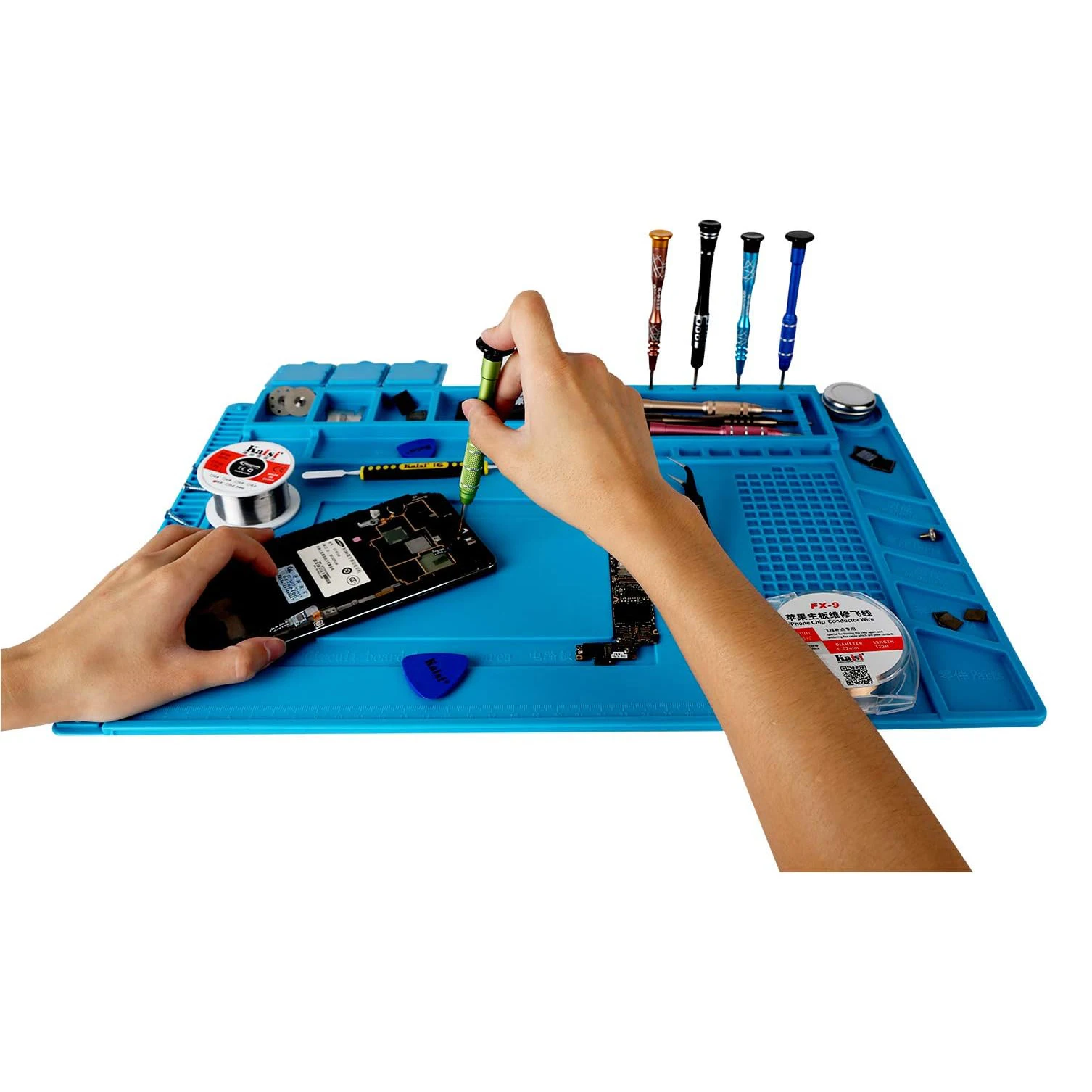 17.8*11.8 inches Silicone Soldering Mat Insulation Heat Resistant Pad Board for BGA ,Workbench, Cell Phone Laptop Repairing