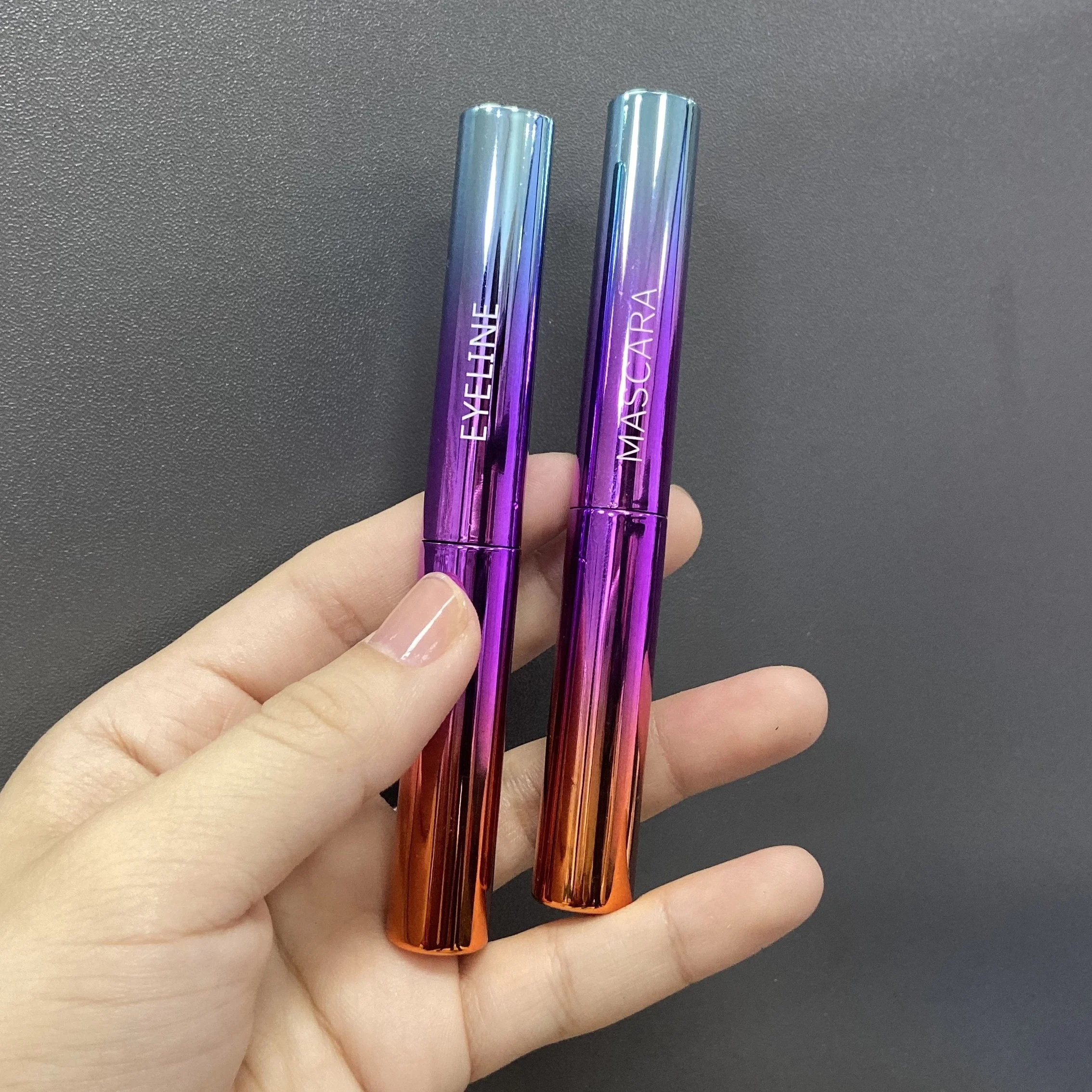 6ml luxury metallic purple empty eyelash growth serum gold liquid eyeliner tube skinny slim mascara tube with small little brush