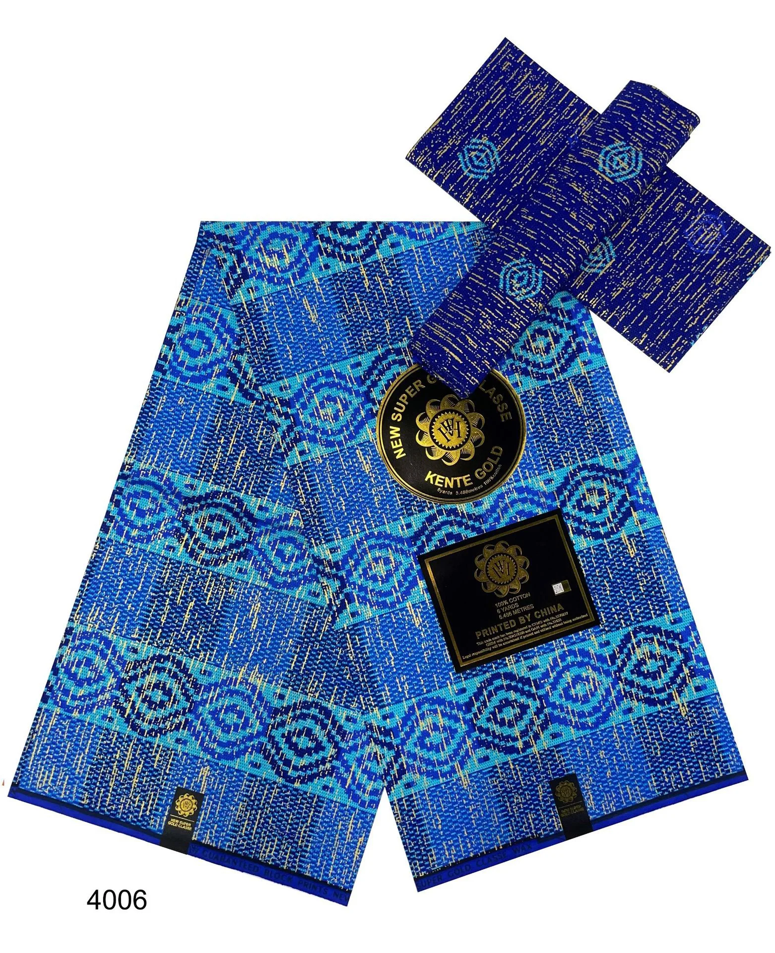 ACI 2+4Yards Ankara African Gold Fabric Real Wax Fabric 100% Cotton Material Nigeria Ghana Kente Style For Cloth Sewing